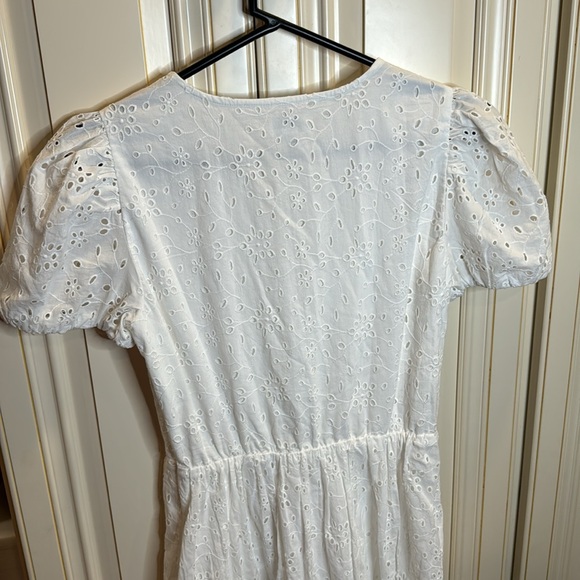 J Crew white eyelet long puff sleeve dress- fully lined- size 00 - Picture 8 of 10